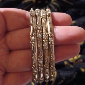Lot of 4 Vintage Rhinestone and Beaded Bracelets